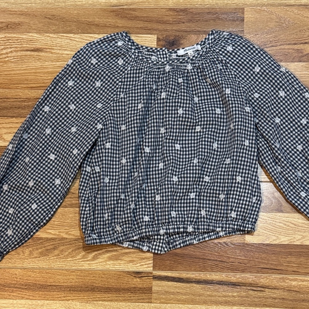 Madewell Black and White Gingham Blouse